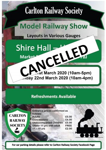 Carlton Railway Society Exhibition: Sunday 22nd March  |  202003221000